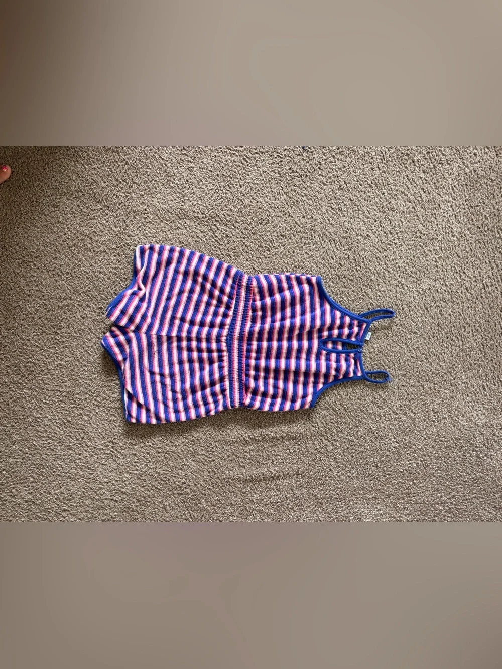 Striped Pink, Blue & White Tank Romper
